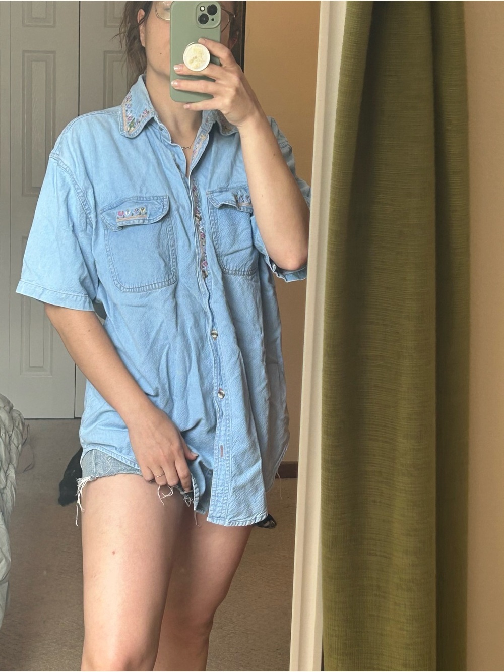 Vintage Light Blue Denim Button-Down Shirt